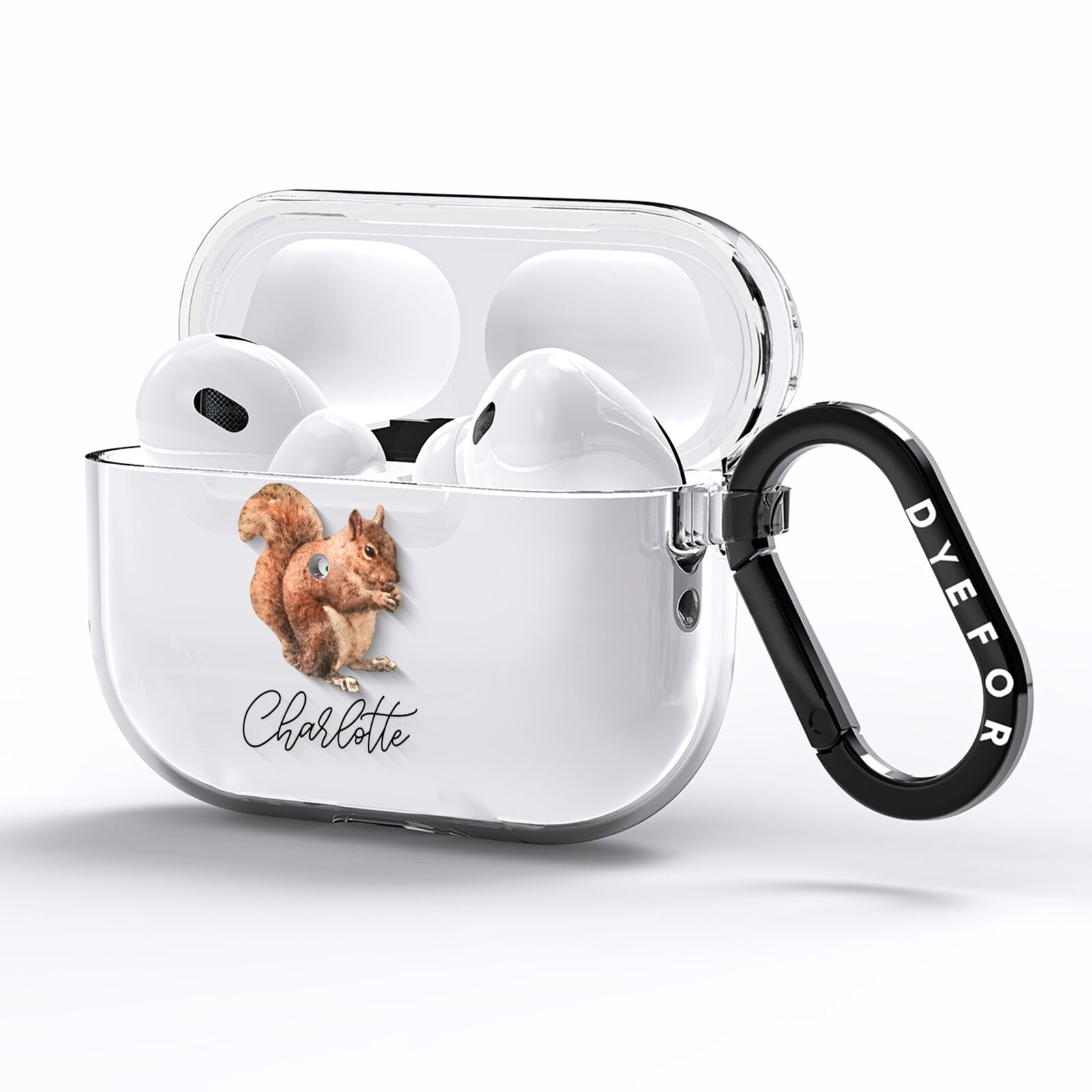 Personalised Squirrel AirPods Pro Clear Case Side Image