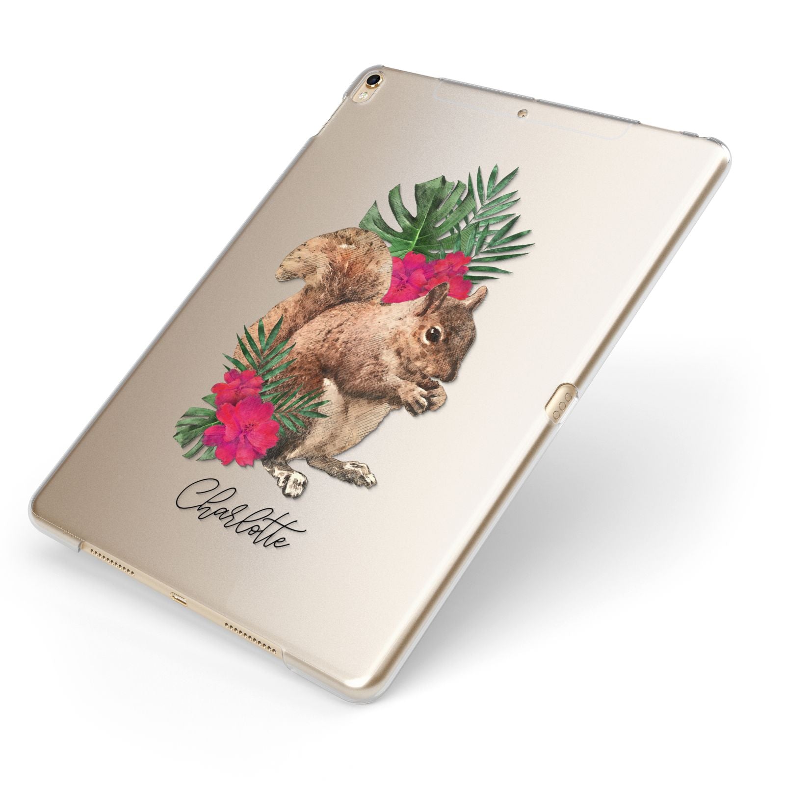 Personalised Squirrel Apple iPad Case on Gold iPad Side View