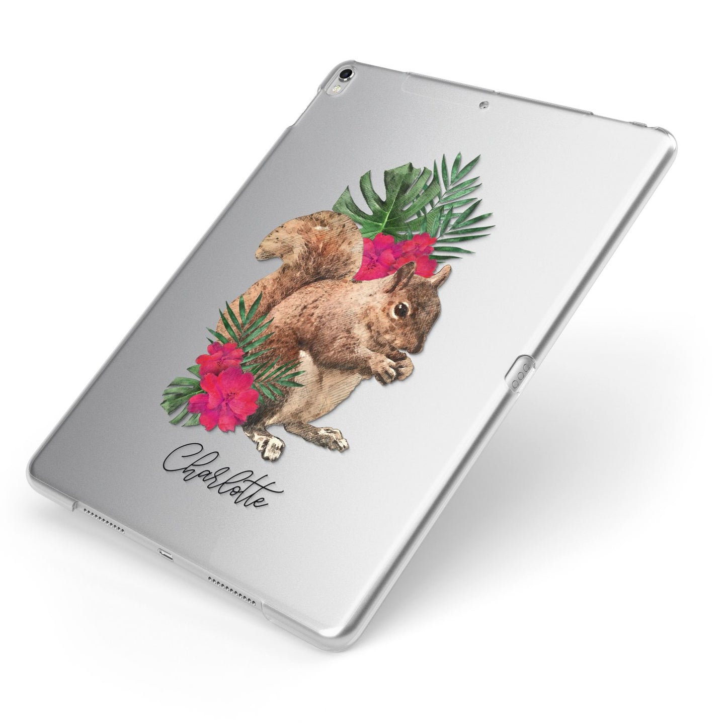 Personalised Squirrel Apple iPad Case on Silver iPad Side View
