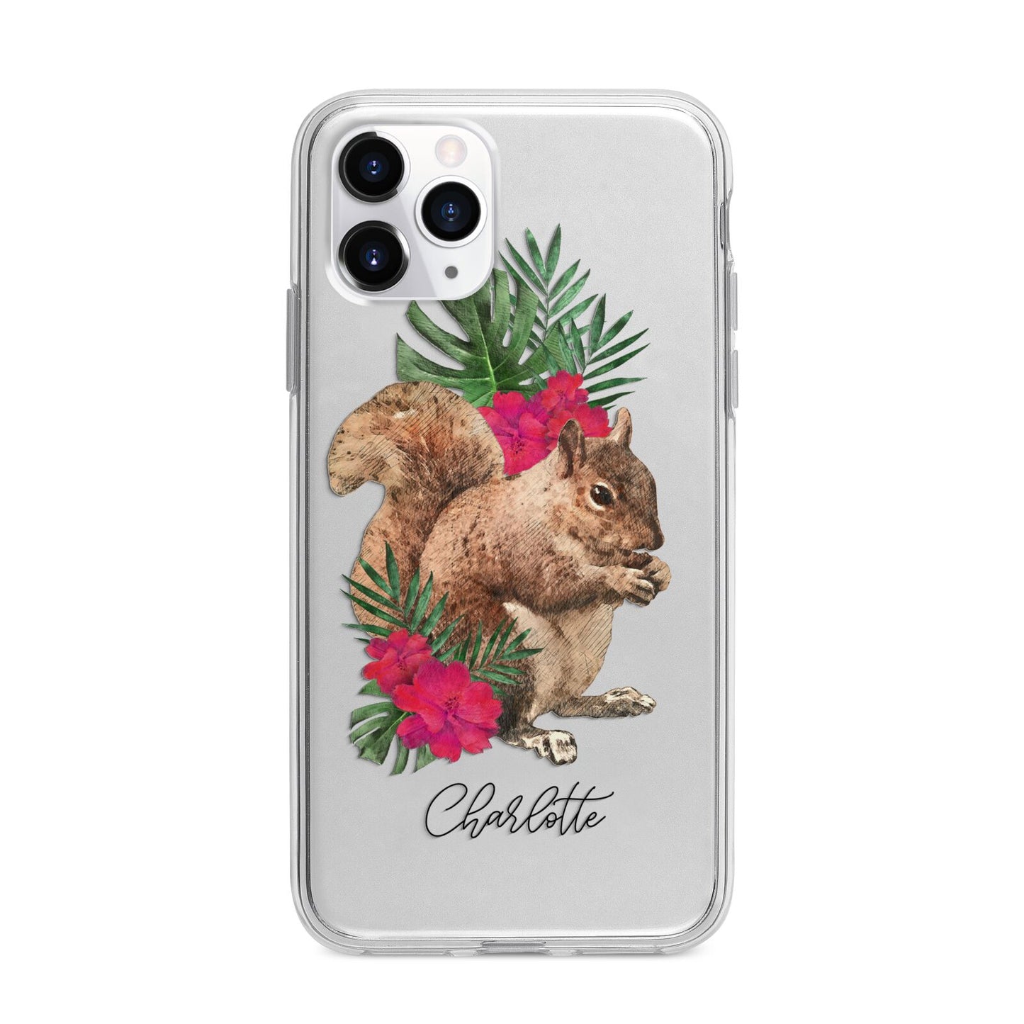 Personalised Squirrel Apple iPhone 11 Pro Max in Silver with Bumper Case