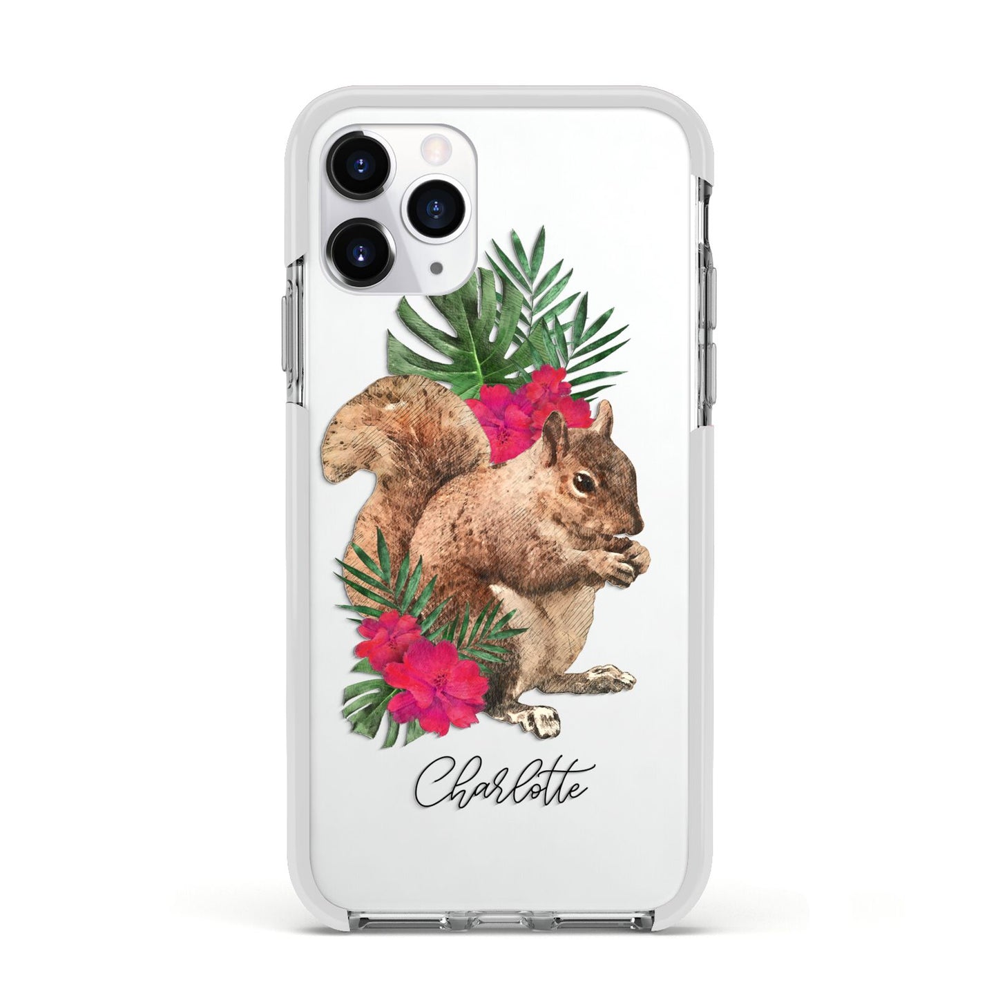 Personalised Squirrel Apple iPhone 11 Pro in Silver with White Impact Case