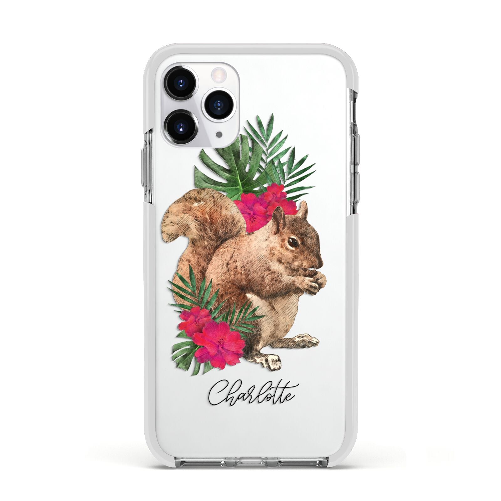 Personalised Squirrel Apple iPhone 11 Pro in Silver with White Impact Case