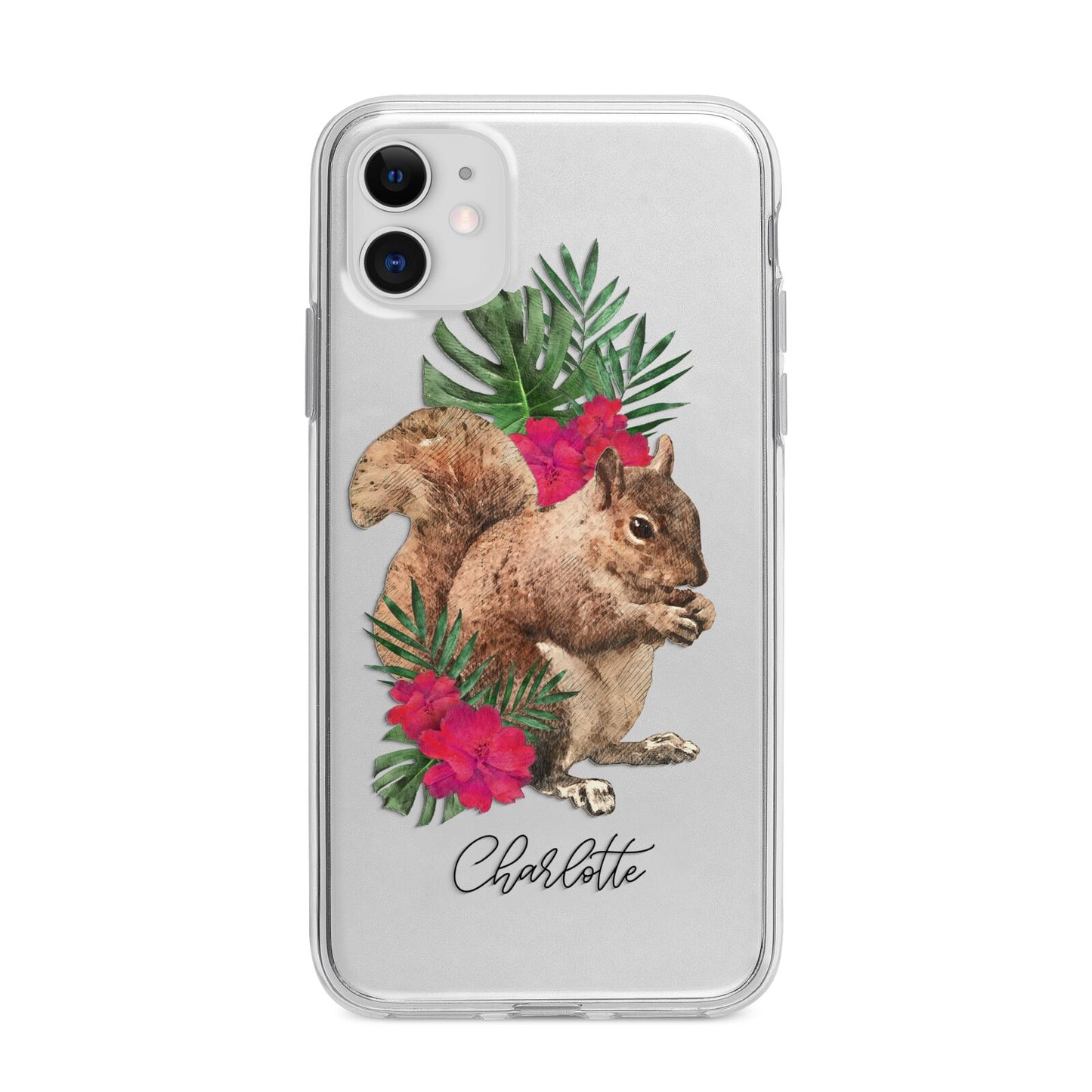 Personalised Squirrel Apple iPhone 11 in White with Bumper Case