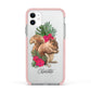 Personalised Squirrel Apple iPhone 11 in White with Pink Impact Case