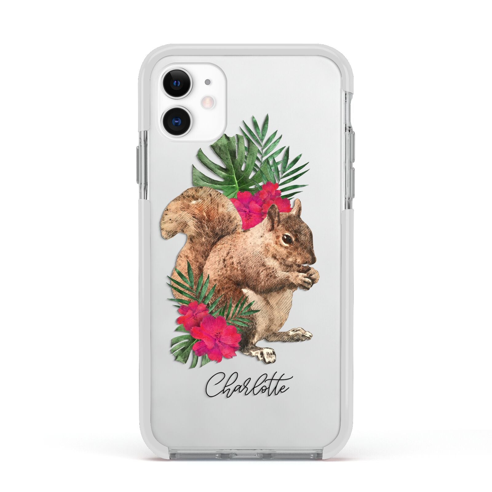 Personalised Squirrel Apple iPhone 11 in White with White Impact Case