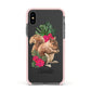 Personalised Squirrel Apple iPhone Xs Impact Case Pink Edge on Black Phone