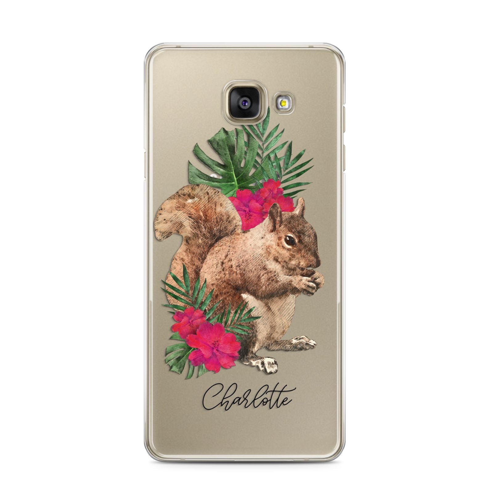 Personalised Squirrel Samsung Galaxy A3 2016 Case on gold phone