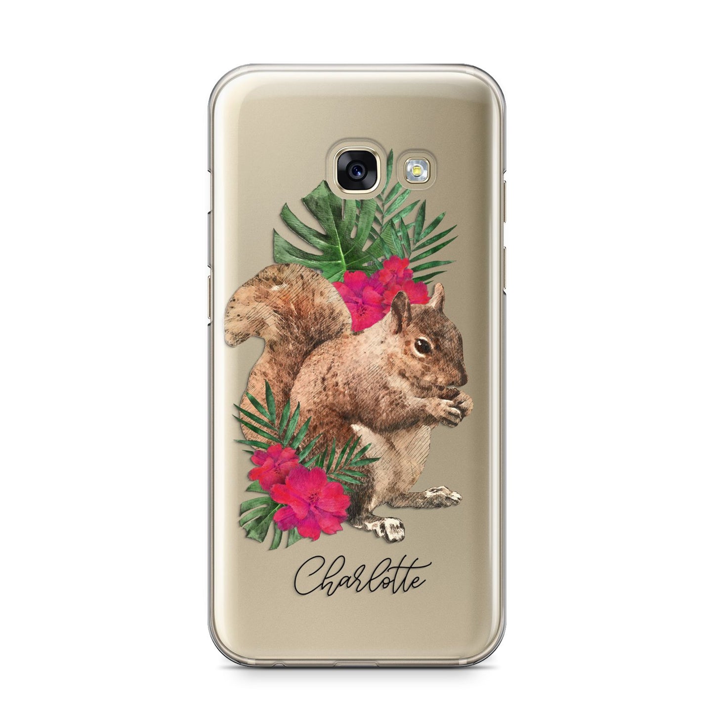 Personalised Squirrel Samsung Galaxy A3 2017 Case on gold phone