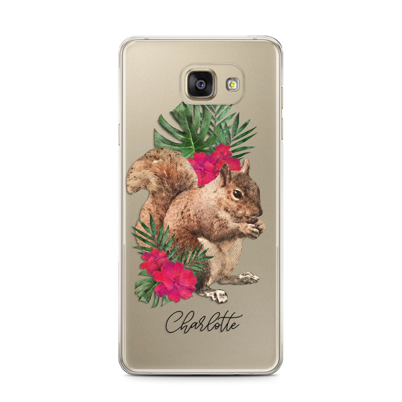 Personalised Squirrel Samsung Galaxy A7 2016 Case on gold phone