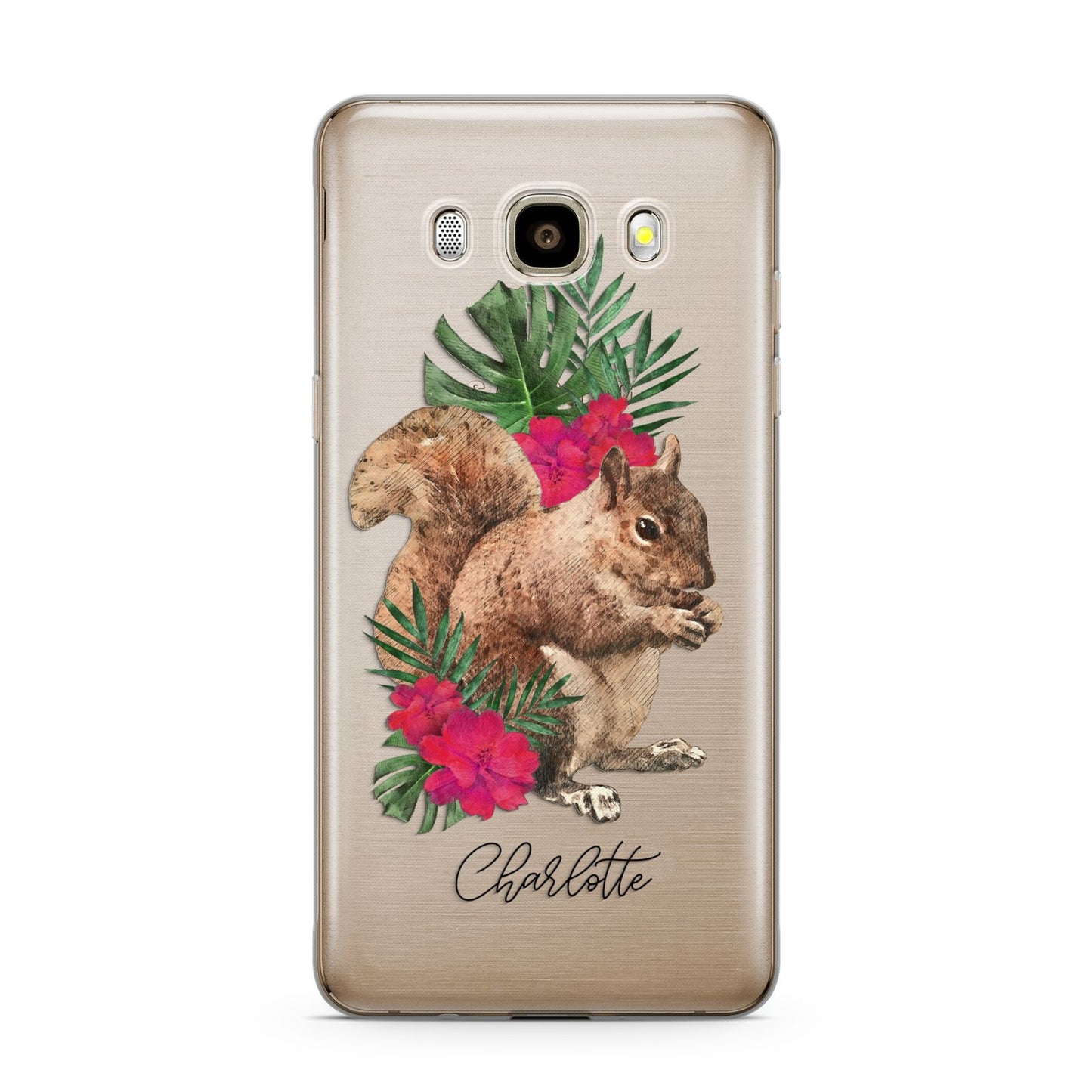 Personalised Squirrel Samsung Galaxy J7 2016 Case on gold phone