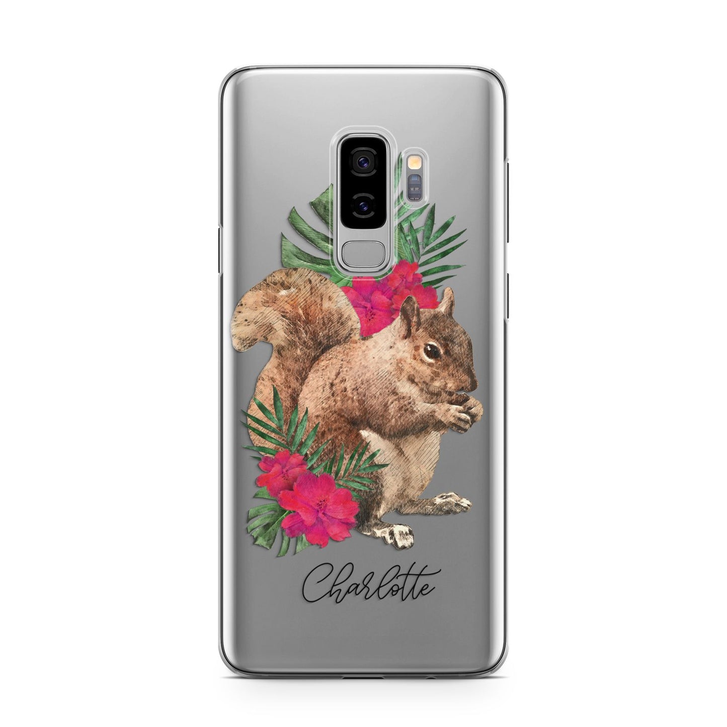 Personalised Squirrel Samsung Galaxy S9 Plus Case on Silver phone