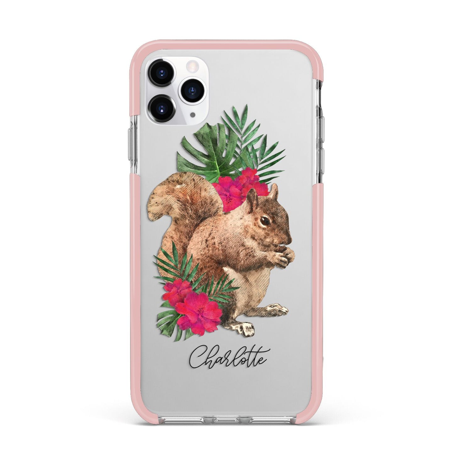 Personalised Squirrel iPhone 11 Pro Max Impact Pink Edge Case