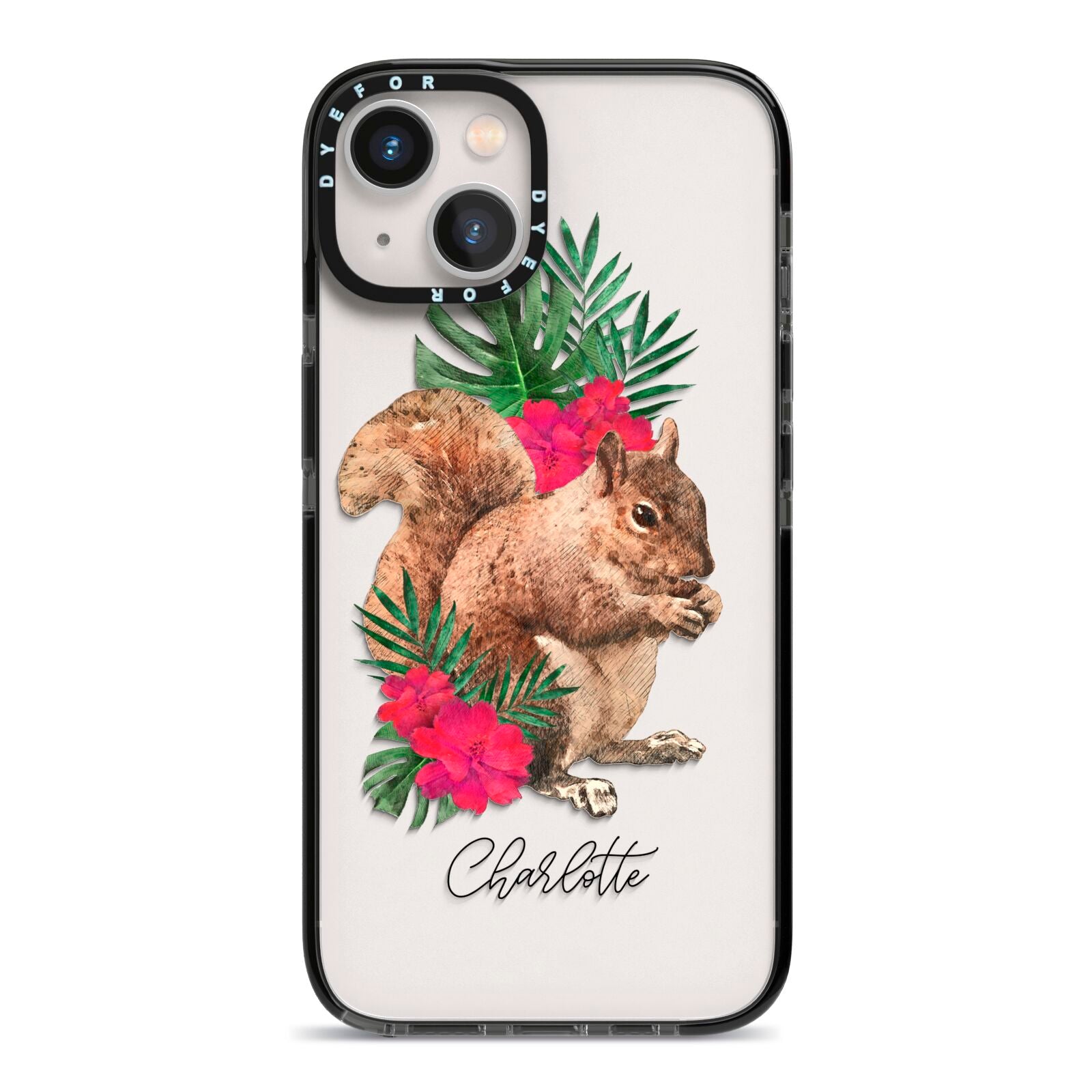 Personalised Squirrel iPhone 13 Black Impact Case on Silver phone