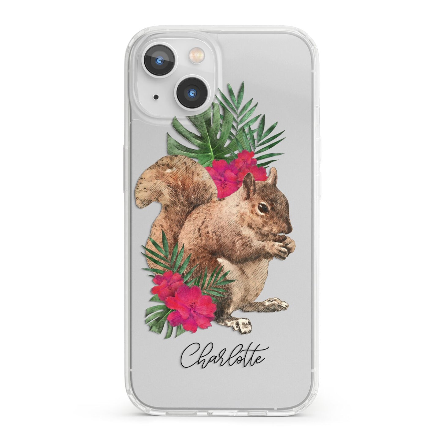 Personalised Squirrel iPhone 13 Clear Bumper Case