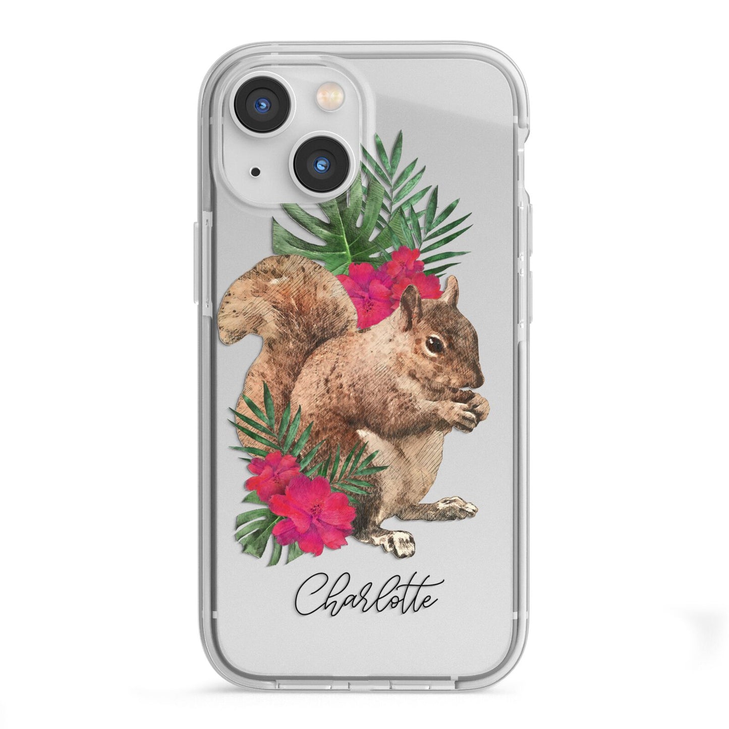 Personalised Squirrel iPhone 13 Mini TPU Impact Case with White Edges