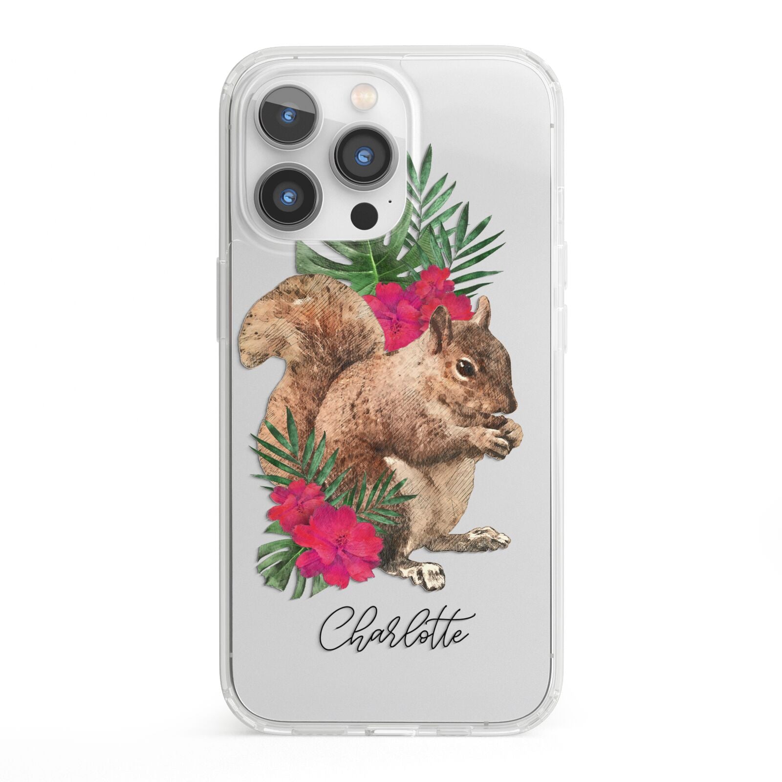 Personalised Squirrel iPhone 13 Pro Clear Bumper Case