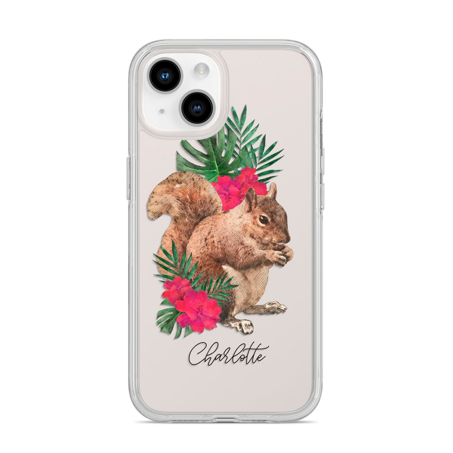 Personalised Squirrel iPhone 14 Clear Tough Case Starlight
