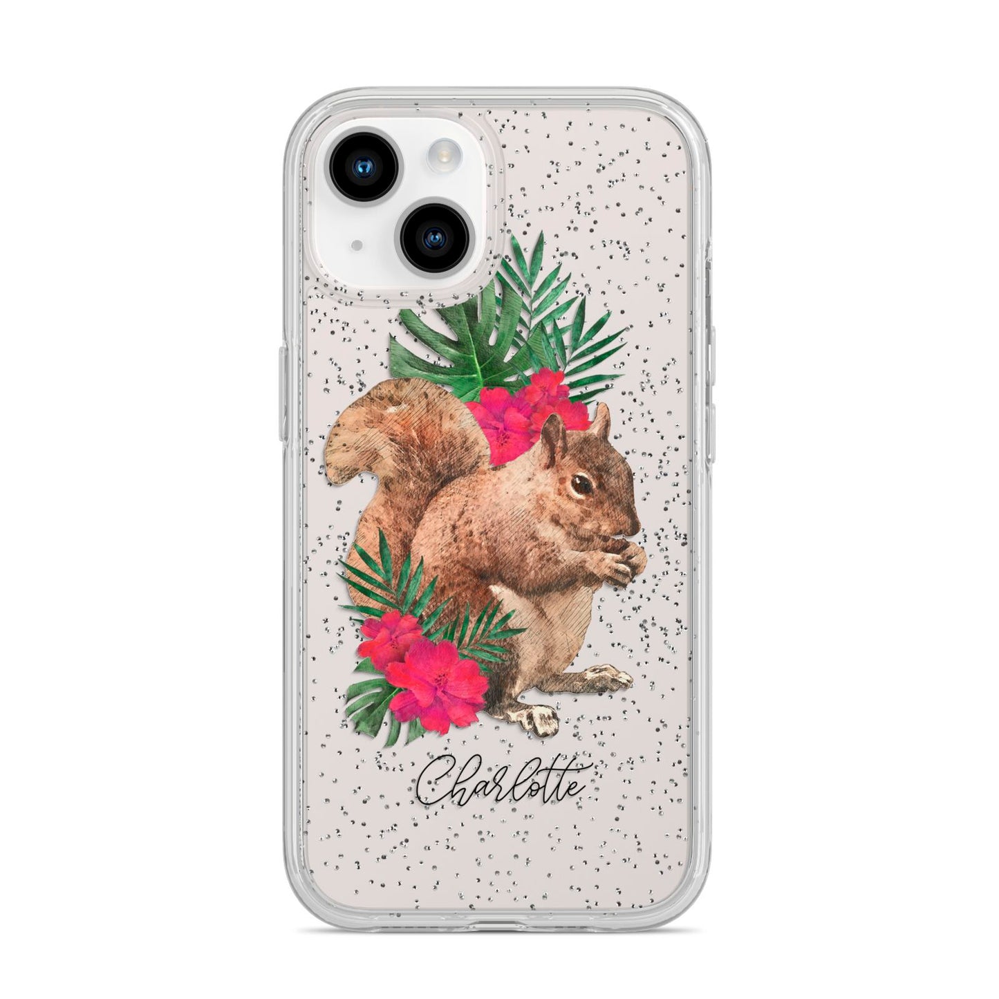 Personalised Squirrel iPhone 14 Glitter Tough Case Starlight