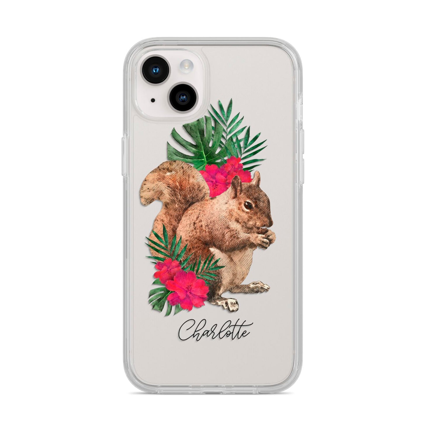 Personalised Squirrel iPhone 14 Plus Clear Tough Case Starlight