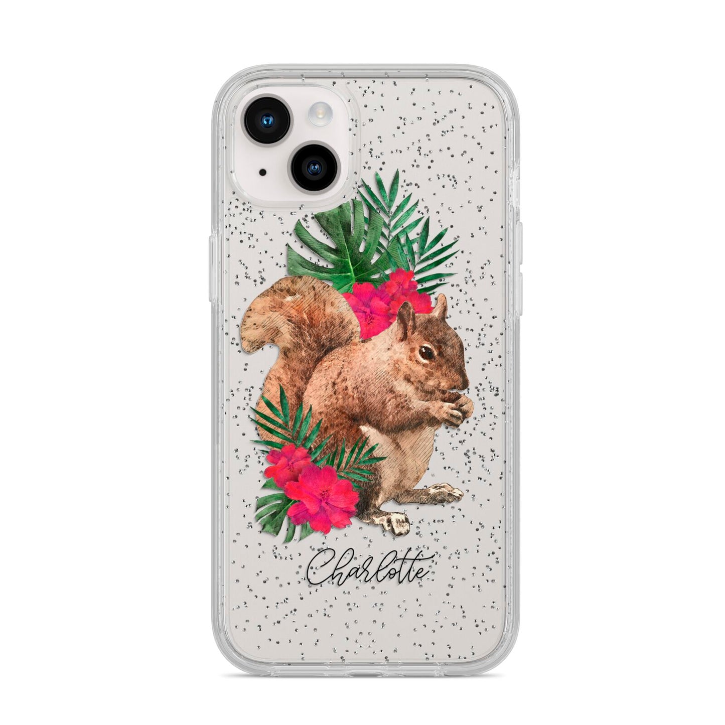 Personalised Squirrel iPhone 14 Plus Glitter Tough Case Starlight