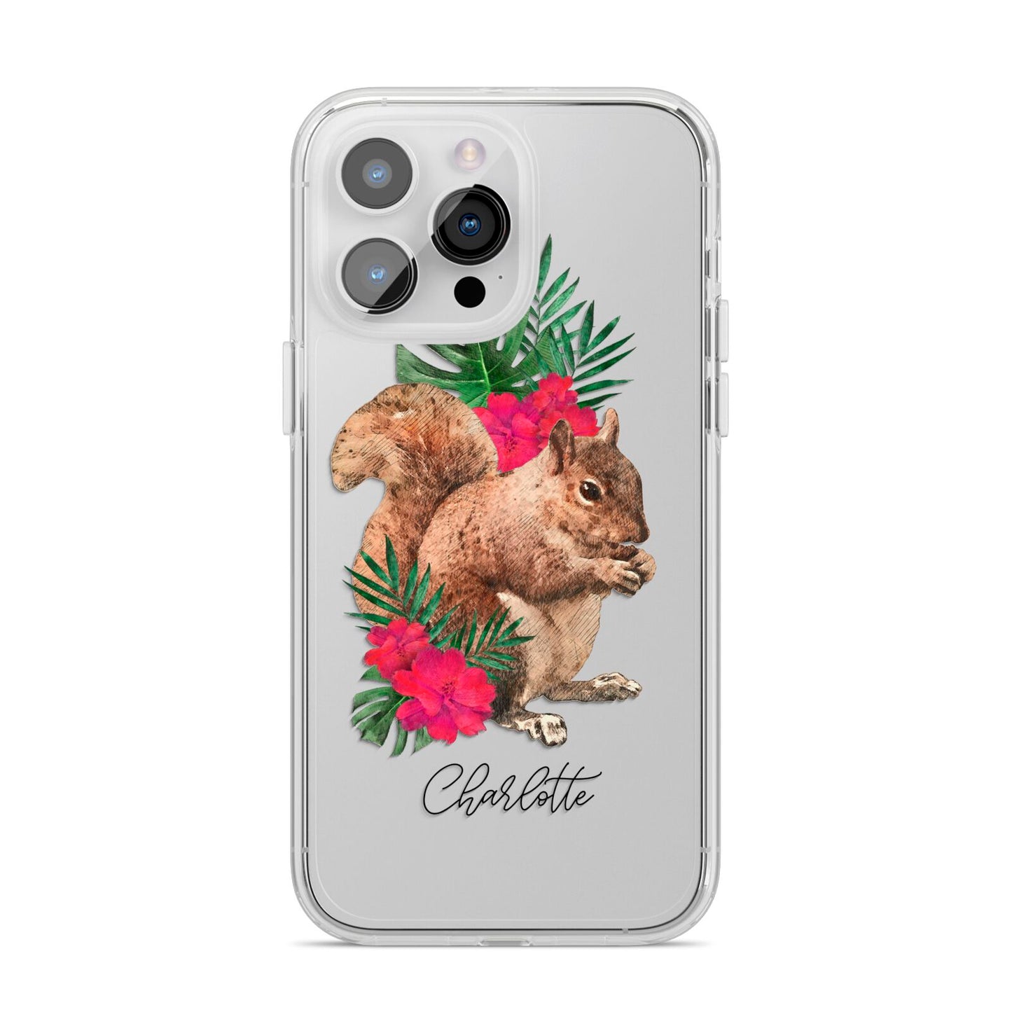 Personalised Squirrel iPhone 14 Pro Max Clear Tough Case Silver