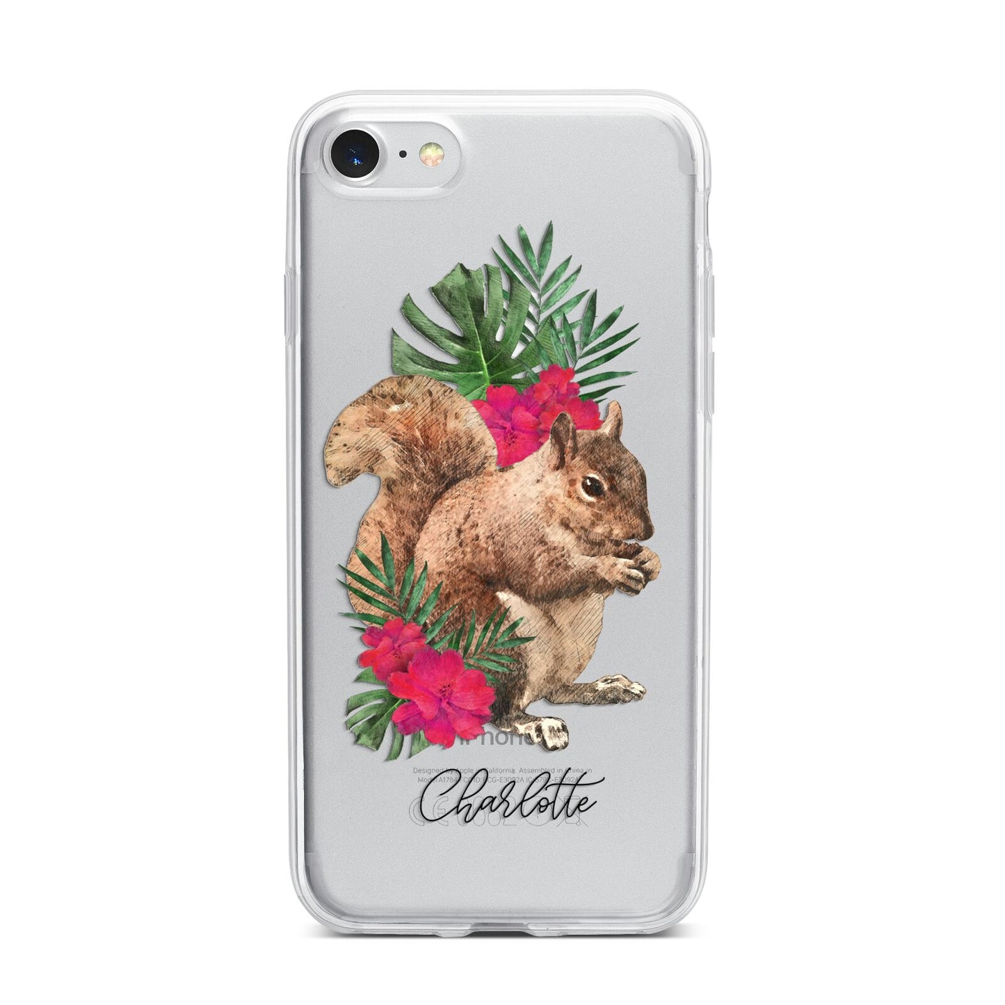Personalised Squirrel iPhone 7 Bumper Case on Silver iPhone
