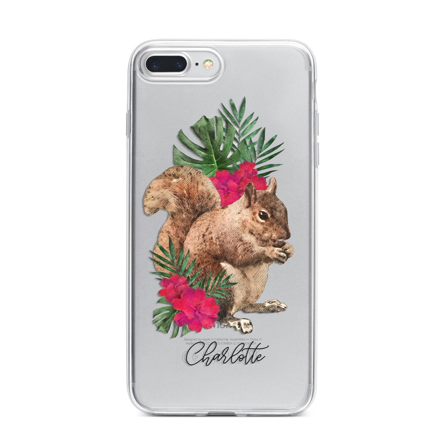 Personalised Squirrel iPhone 7 Plus Bumper Case on Silver iPhone