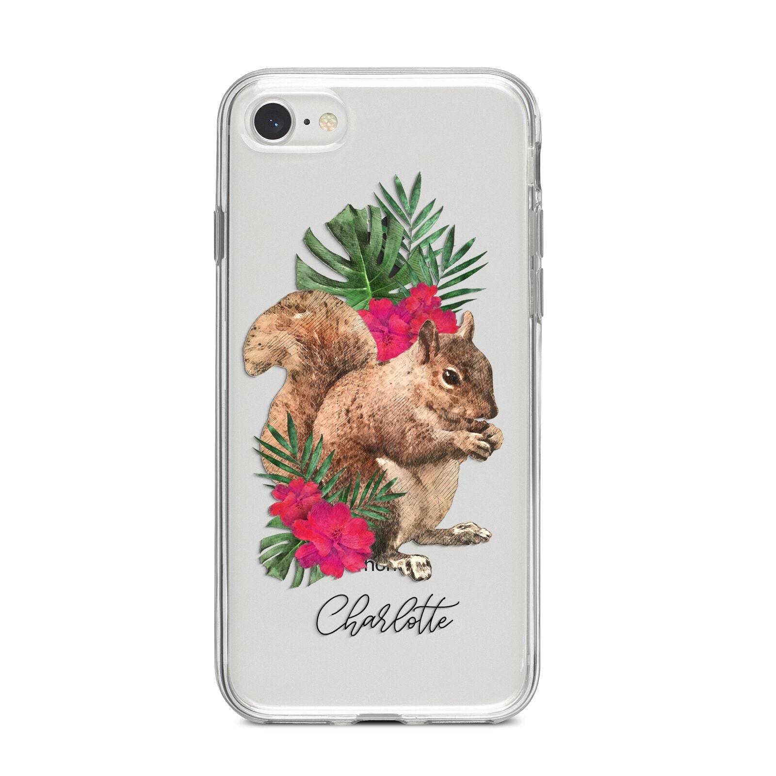 Personalised Squirrel iPhone 8 Bumper Case on Silver iPhone
