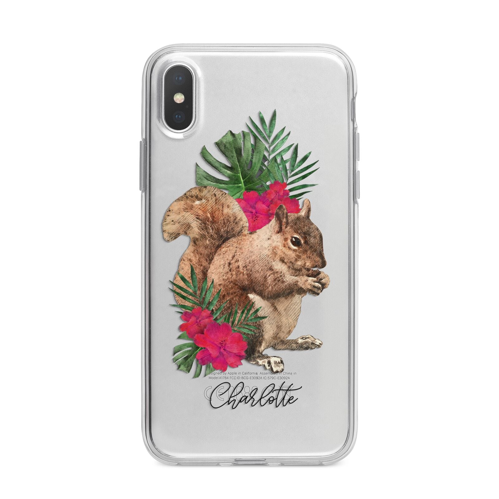Personalised Squirrel iPhone X Bumper Case on Silver iPhone Alternative Image 1