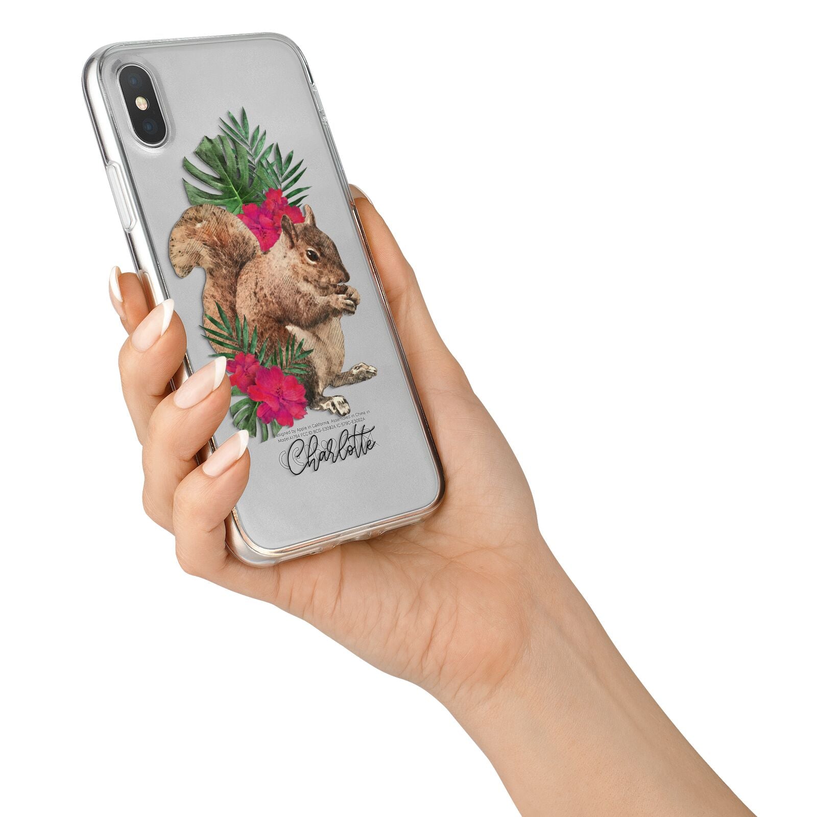 Personalised Squirrel iPhone X Bumper Case on Silver iPhone Alternative Image 2