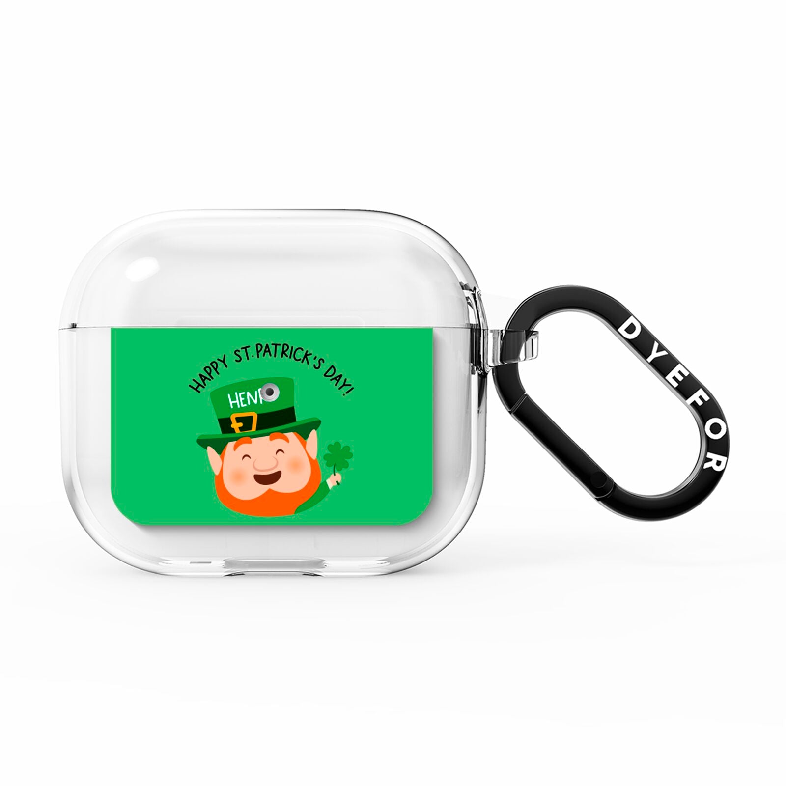 Personalised St Patricks Day Leprechaun AirPods Clear Case 3rd Gen