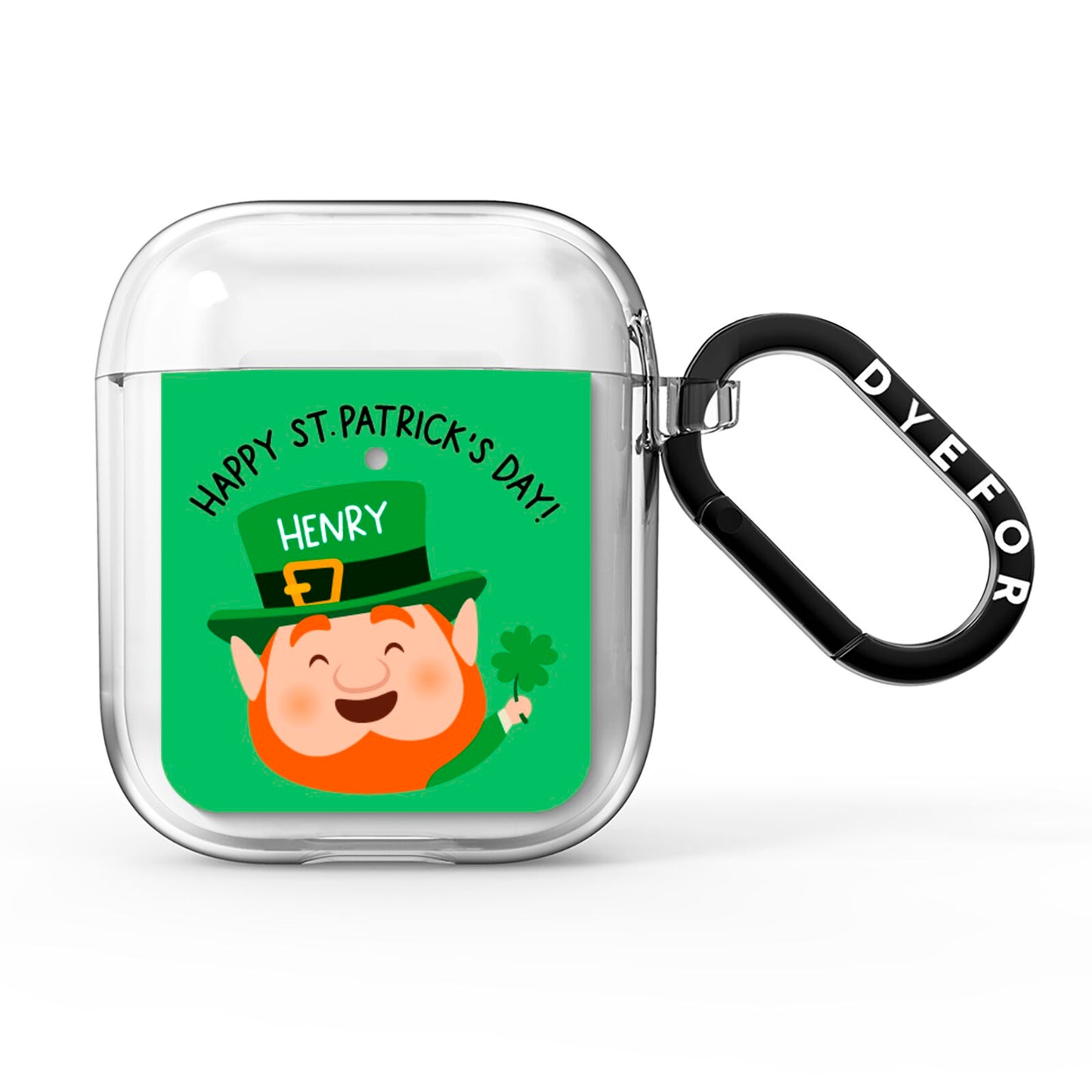 Personalised St Patricks Day Leprechaun AirPods Clear Case