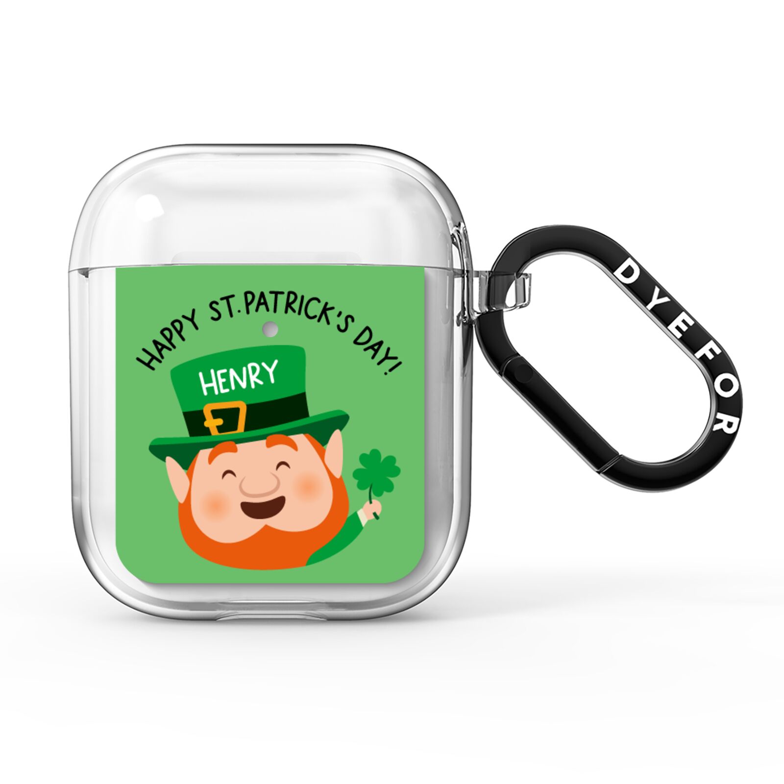 Personalised St Patricks Day Leprechaun AirPods Clear Case