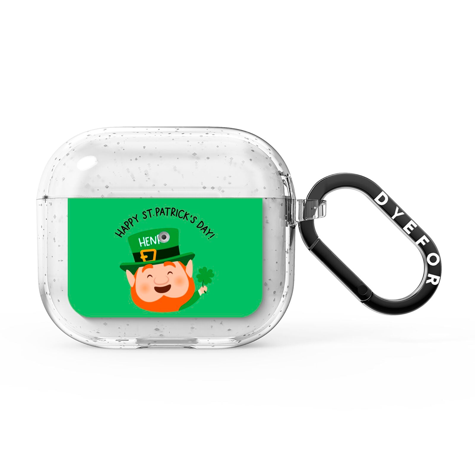 Personalised St Patricks Day Leprechaun AirPods Glitter Case 3rd Gen