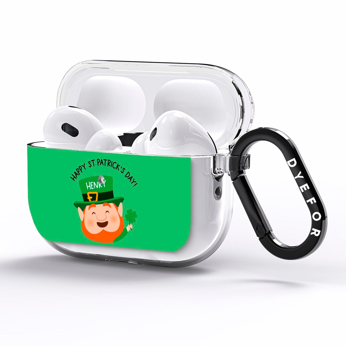 Personalised St Patricks Day Leprechaun AirPods Pro Clear Case Side Image