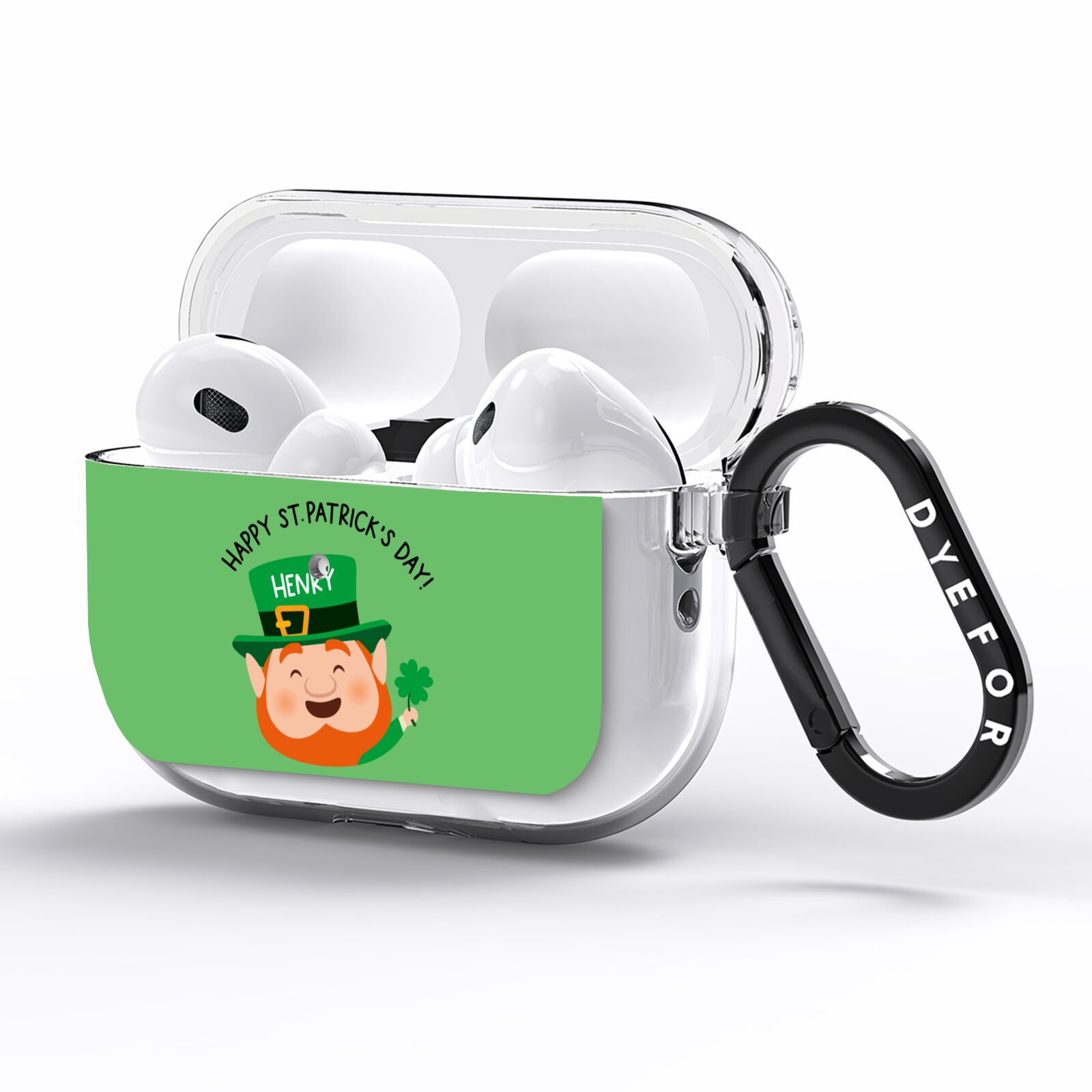 Personalised St Patricks Day Leprechaun AirPods Pro Clear Case Side Image