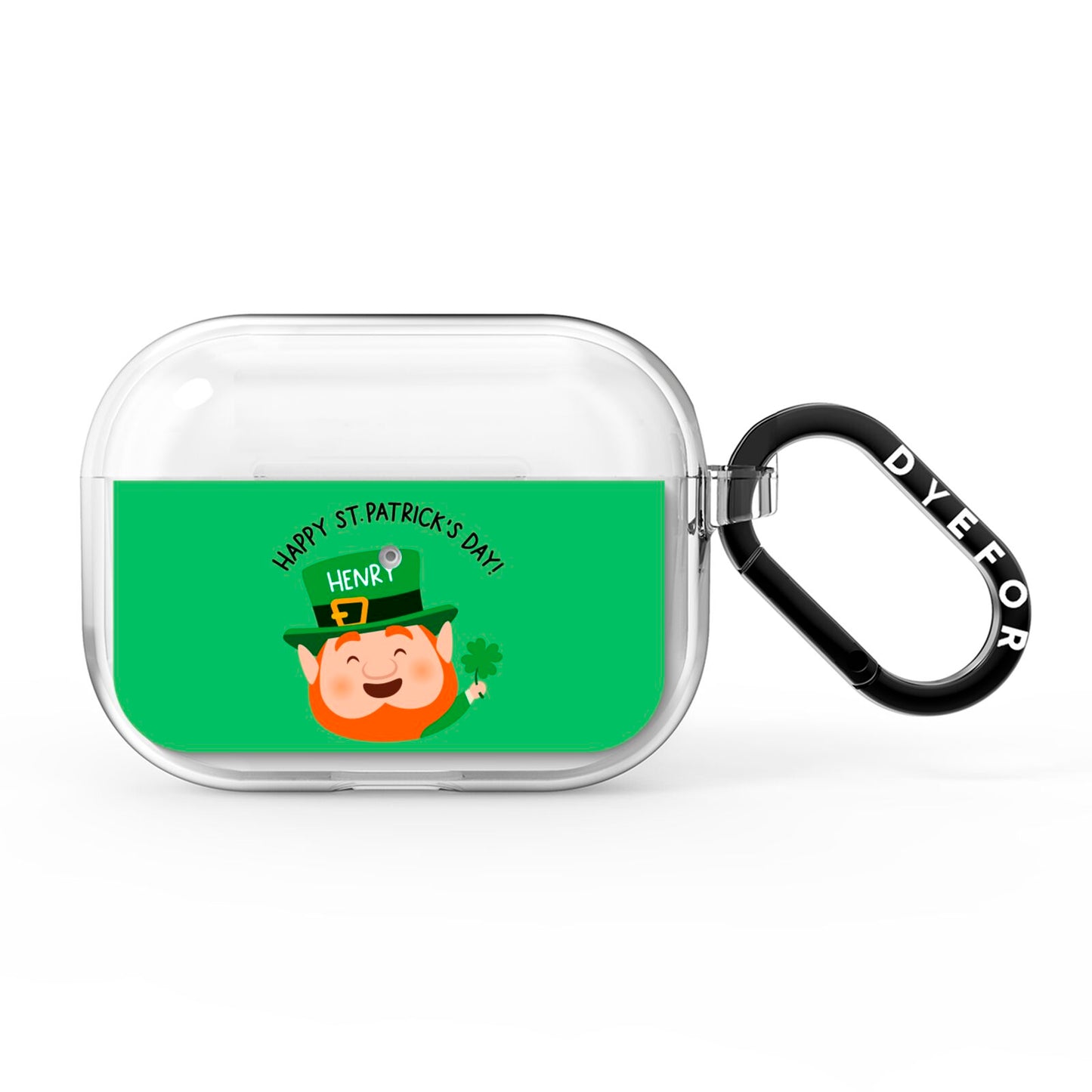 Personalised St Patricks Day Leprechaun AirPods Pro Clear Case