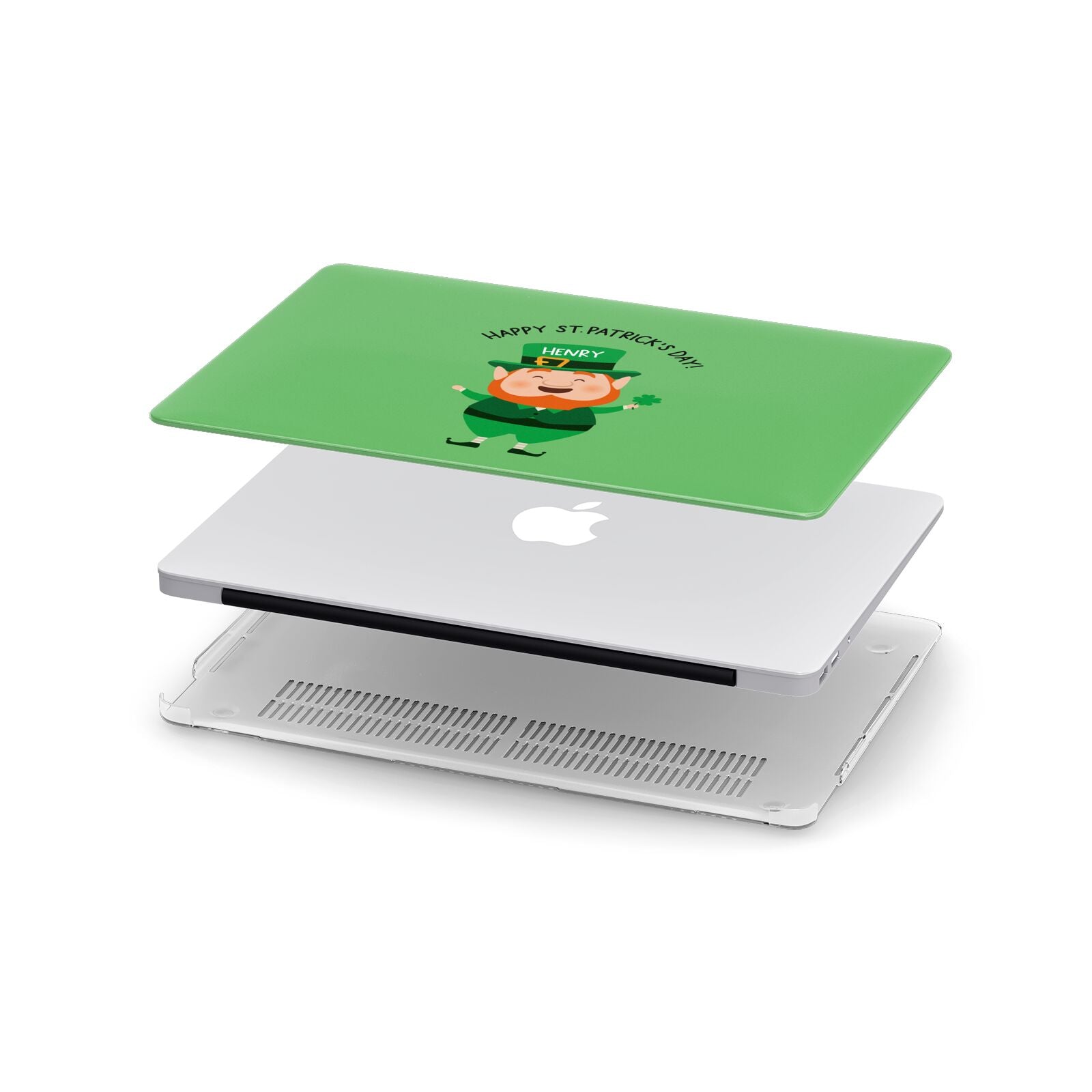 Personalised St Patricks Day Leprechaun Apple MacBook Case in Detail