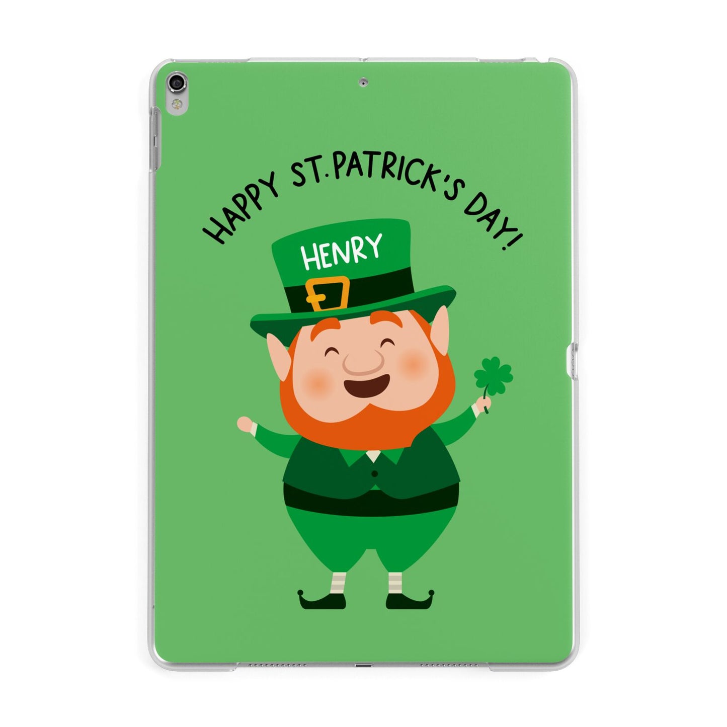 Personalised St Patricks Day Leprechaun Apple iPad Silver Case