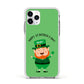 Personalised St Patricks Day Leprechaun Apple iPhone 11 Pro in Silver with White Impact Case