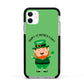 Personalised St Patricks Day Leprechaun Apple iPhone 11 in White with Black Impact Case