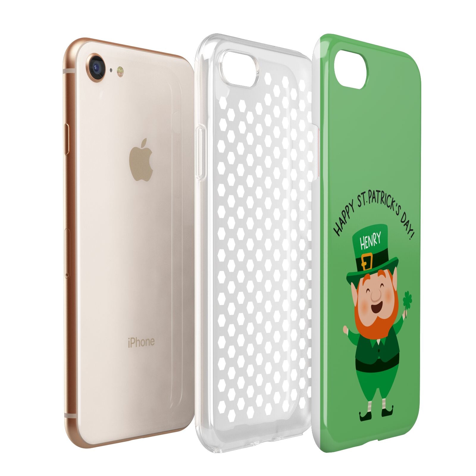 Personalised St Patricks Day Leprechaun Apple iPhone 7 8 3D Tough Case Expanded View