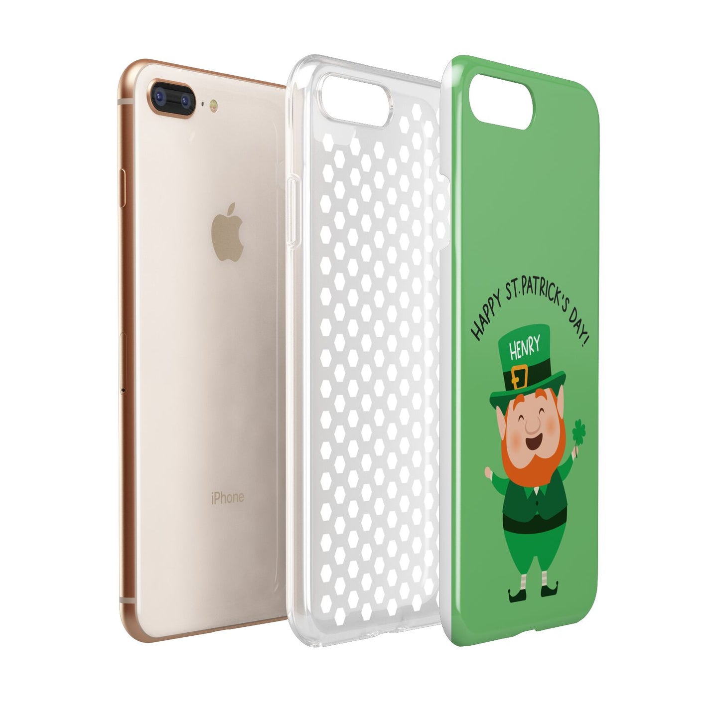 Personalised St Patricks Day Leprechaun Apple iPhone 7 8 Plus 3D Tough Case Expanded View