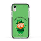 Personalised St Patricks Day Leprechaun Apple iPhone XR Impact Case Black Edge on Silver Phone