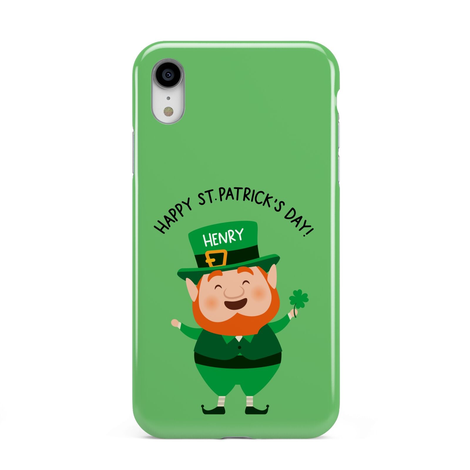Personalised St Patricks Day Leprechaun Apple iPhone XR White 3D Tough Case