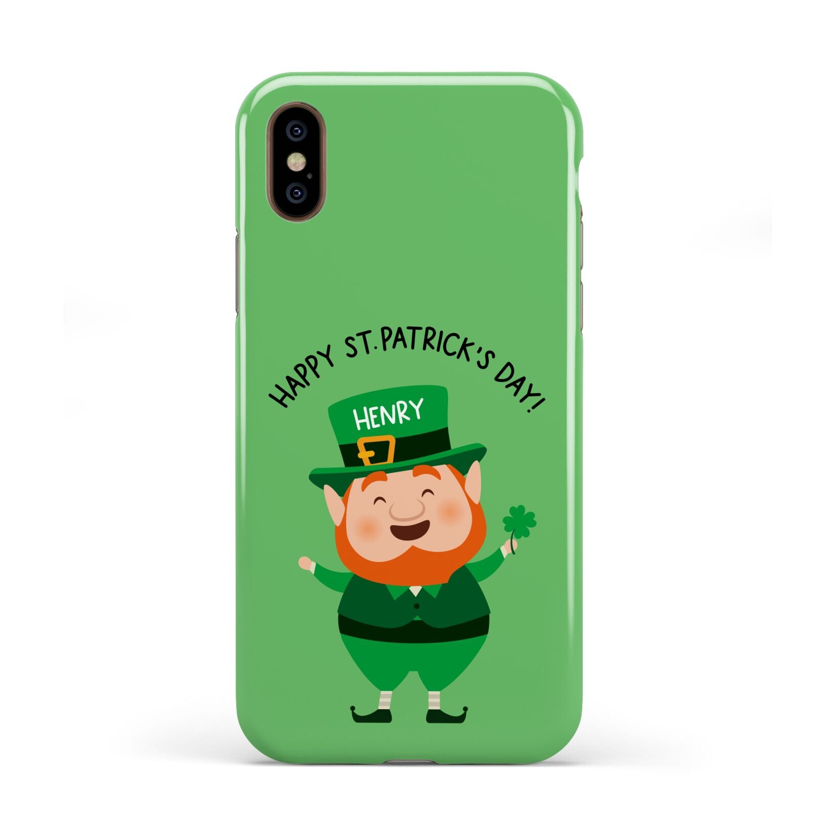 Personalised St Patricks Day Leprechaun Apple iPhone XS 3D Tough