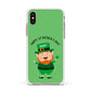 Personalised St Patricks Day Leprechaun Apple iPhone Xs Impact Case White Edge on Gold Phone