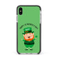 Personalised St Patricks Day Leprechaun Apple iPhone Xs Max Impact Case Black Edge on Silver Phone