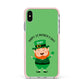 Personalised St Patricks Day Leprechaun Apple iPhone Xs Max Impact Case Pink Edge on Silver Phone