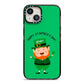 Personalised St Patricks Day Leprechaun iPhone 13 Black Impact Case on Silver phone